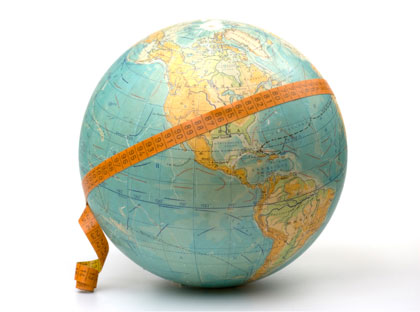 globe with tape measure